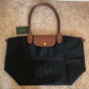 New Longchamp Le pliage large shoulder tote black